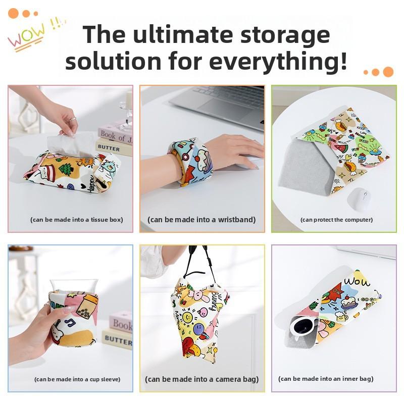 Cartoon Style Selfadhesive Cosmetic Organizer With Sticky Cloth Material For Travel