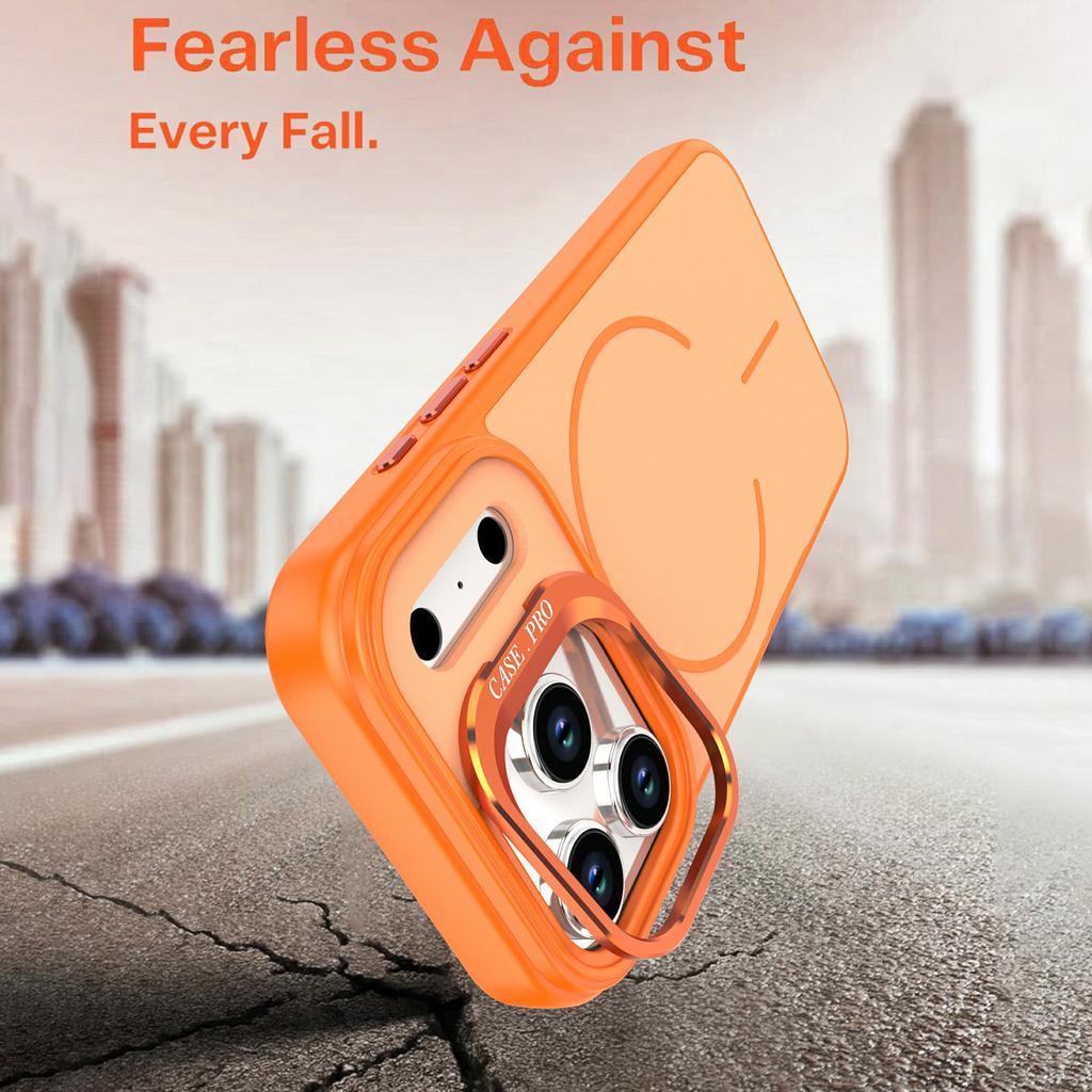 For iPhone 17 Pro Case Compatible with MagSafe Skin-touch PC + TPU Phone Cover with Foldable Kickstand