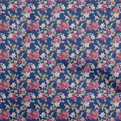 Cotton Flex Dark Blue Fabric Florals Sewing Craft Projects Fabric Prints By Yard 40 Inch