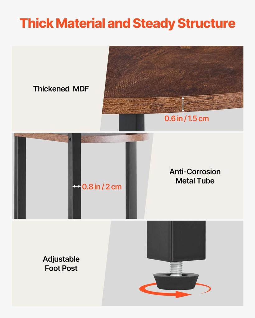 6 Tier Corner Shelf, Tall Corner Stand with LED Light, Wall Shelves Tower Storage Organizer with Metal Frame & Wooden Shelves, Narrow Display Book