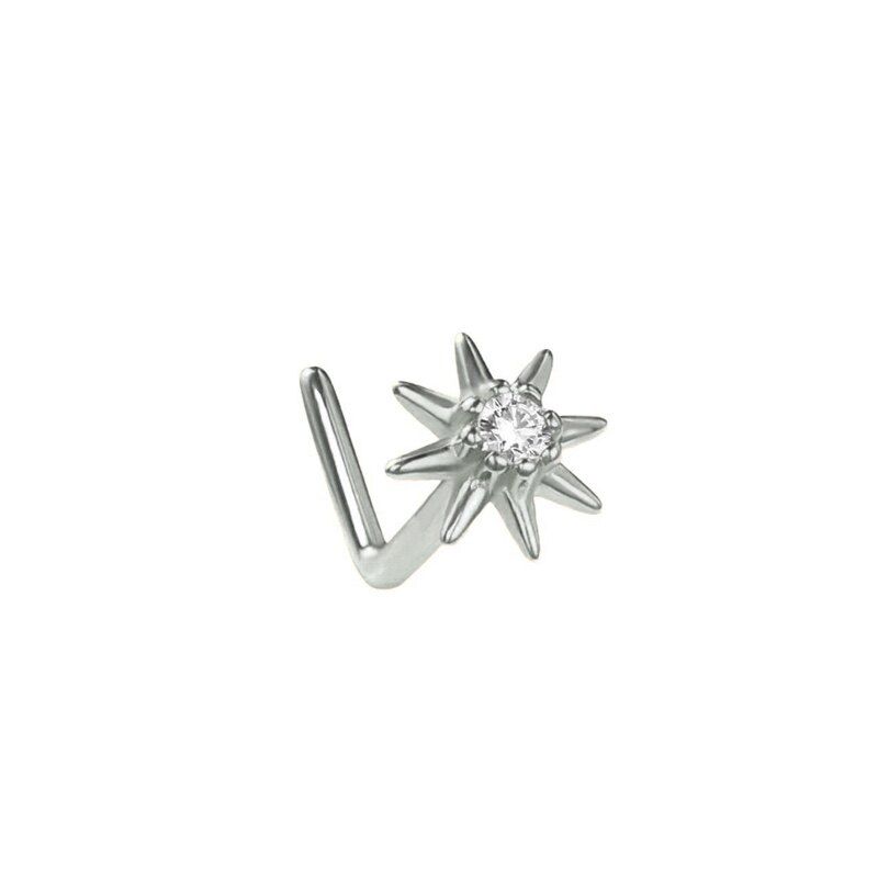 

925 Sterling Silver Super Flash Nose Stud Women s Mini SUNFLOWER Fashion Puncture Elegant Nose Hole Hypoallergenic Earring Bone Nail 925 Sterling Silver [Single]