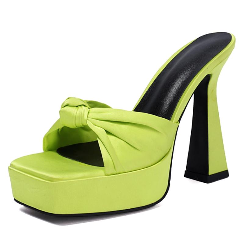 Sexy Women's Slippers Rose Green White Red Gold High Heels Platform Mules Summer Shoes 2025 Outdoor Slide Ladies Sandals Brand