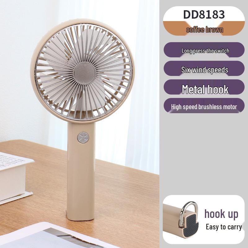 Student Gift USB Rechargeable Handheld Mini Fan - Silent, Six-Speed, Strong Wind Color Box Package + USB Charging Cable