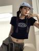American Retro Short-sleeved T-shirt Women's Summer New Design Sense Spice Girl Navel Slim Short Student Top