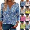 3/4 Sleeve Womens Tops For Women Henely Tops Button V Neck  Loose Fit Dressy Womens Summer Tops