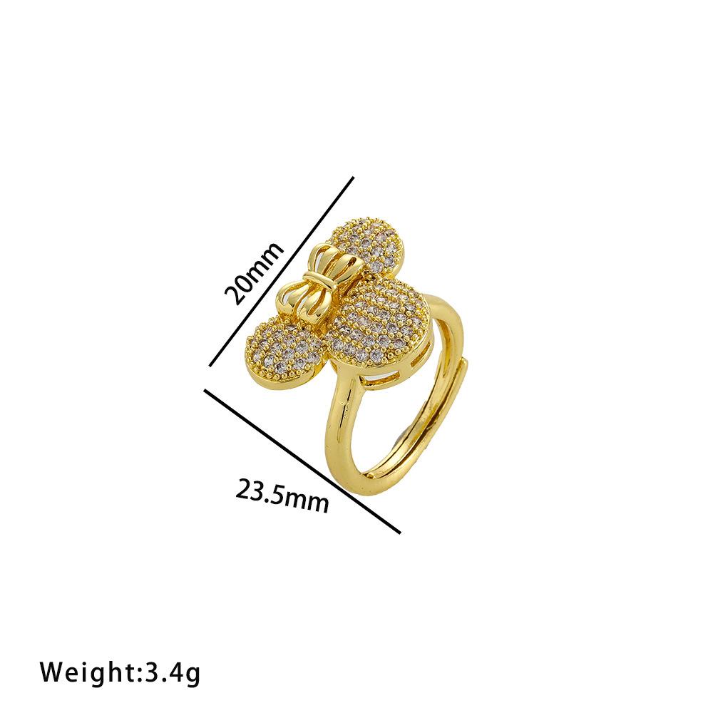 Cartoon Bow Mouse Studded With Zircon Necklace Earring Ring Set for Women Girl Stainless Steel Chain Sweet Gift for Friends Kids