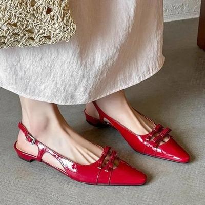 Sandali con Tacco Alto a Punta Scarpe da Donna Sexy Slingback 2025 Estate Ciabattine Basse Tendenza Décolleté Vestito Elegante Sandalias
