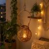 Eco Decx Rattan Hurricane Lamp with Handle, Woven Decorative Table Lamp for Bedroom, Living Room & Bedside Decor, 25  x  25  x  30 cm