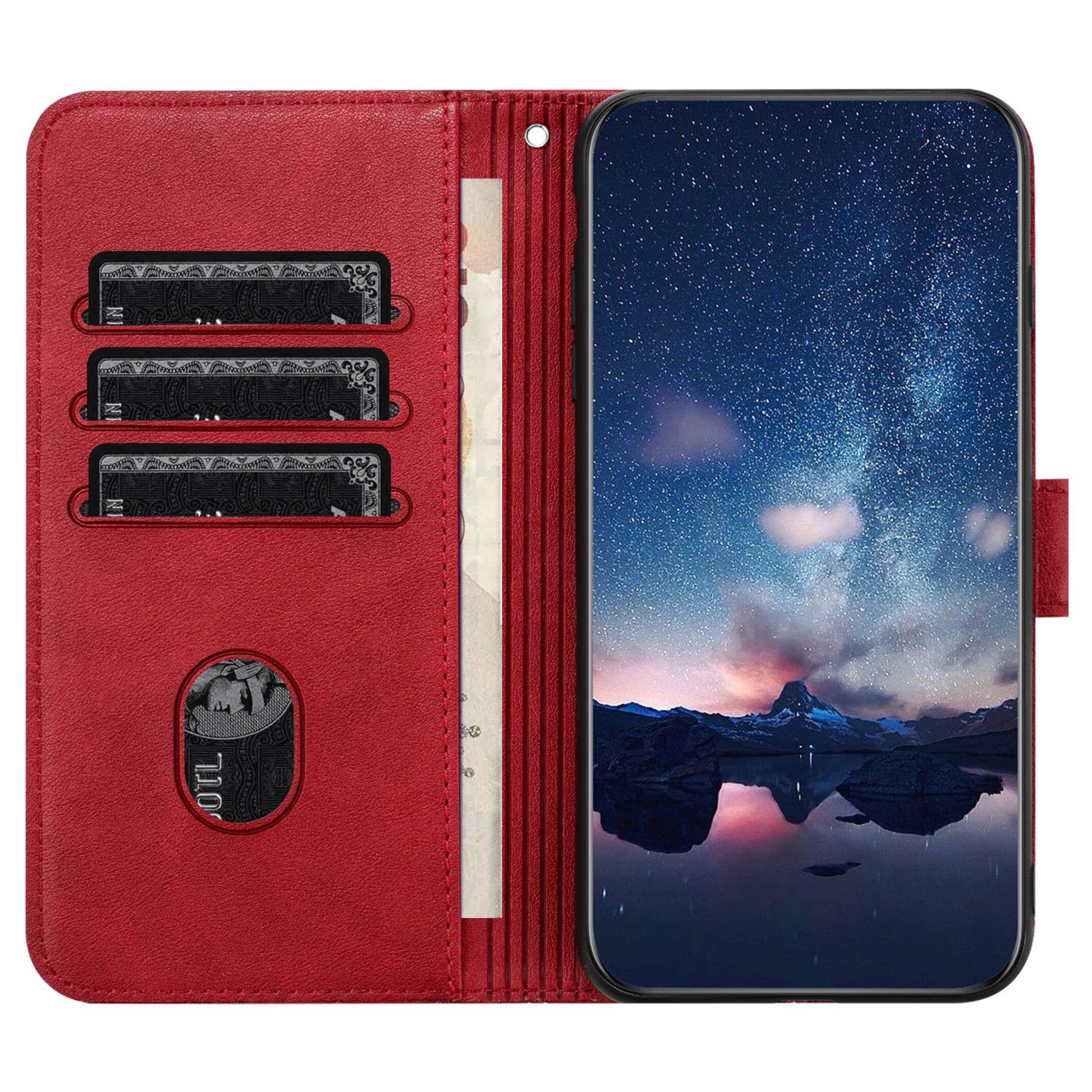 

For Samsung Galaxy A41 (Global Version) Case Wallet Protective Phone Cover with Stand Red