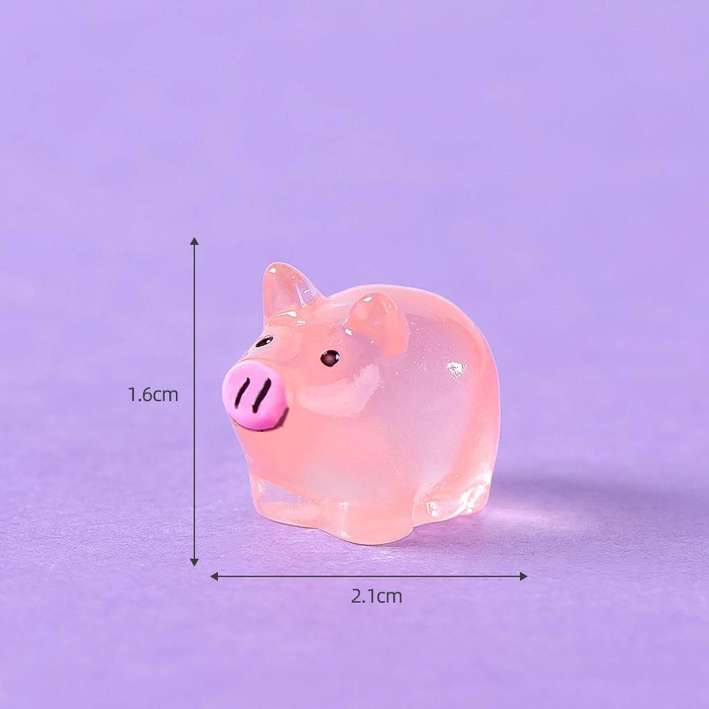 Cute Luminous Pig Resin Figurine For Miniature Garden And Desktop Decor
