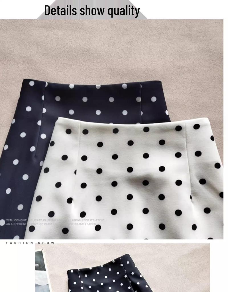 Polka Dot High-Waisted Slimming Midi Skirt - Classic & Versatile Summer Style