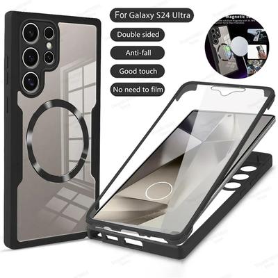360° Full Shockproof Magsafe Case for Samsung Galaxy S25 S23 S22 S24 Ultra Plus FE Magnetic Wireless Charging Transparent Cover