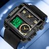 VA VA VOOM Waterproof PU Leather Strap Stop Watch Business Fashion Electronic Watch Men Chronograph Dual Digital Wristwatch