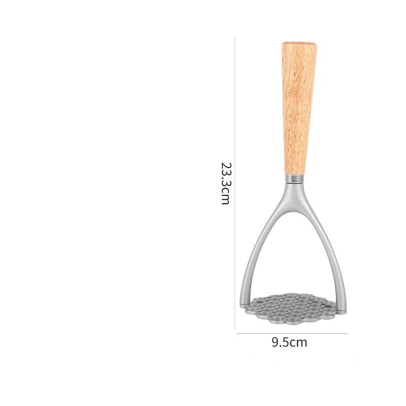 Manual Potato Masher with Sturdy Wood Handle Multi-use Vegetable Press Ricer for Home Kitchen Fruit Bean Mashing