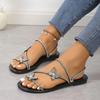 Fashion Ladies Shoes 2025 New Open Toe Women's Slippers Fashion Crystal Butterfly-knot Daily Summer Plus Size Best Seller Flat Slippers