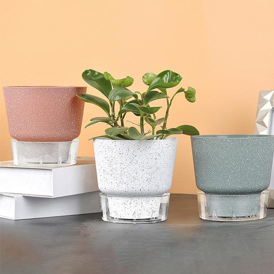 Self-Watering Flowerpot Plant Pot with Visual Reservoir Drainage Hole Self Watering Planter with Absorbent Rope for Indoor Outdoor Plants