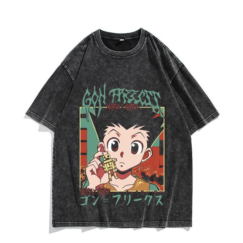One Piece Luffy Kidd Law Printed Tshirt Mens and Womens Washed Tshirt High Quality Vintage Cotton Tshirt Harajuku Tops