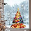 Festive Home Decor Stained Glass Style Christmas Tree Window Stickers, Removable PVC Static Cling Decals for Creative Holiday Gift Ideas Decor,
