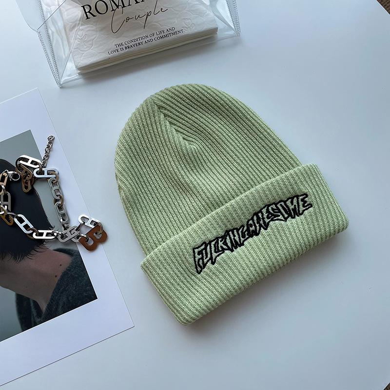 Korean Ins Super Hot Knitted Hat Men Autumn and Winter Retro Embroidery Cold Hat Spring and Autumn Hip Hop Trendy Brand Woolen Hat Women