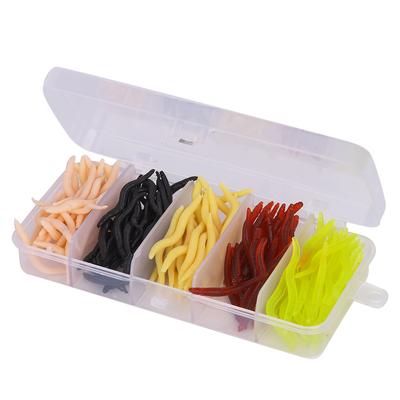 T0043 150 Stück Silikon 4cm Mehrfarbiger Wurm Weiche Angelköder Lebensechte Madenköder Fischfangzubehör Fünf Farben Gemischt