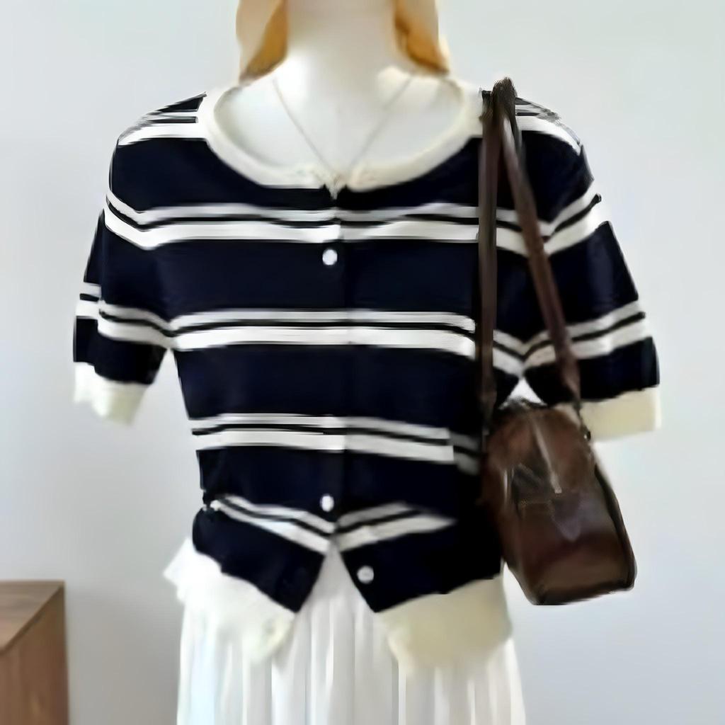 Stripe Knit Cardigan Top 2COLOR