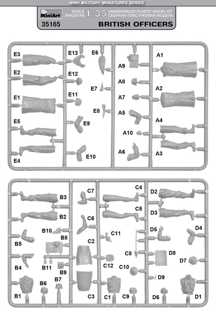 MiniArt British Officers Plastic Model 1/35 (5-Piece Set)
