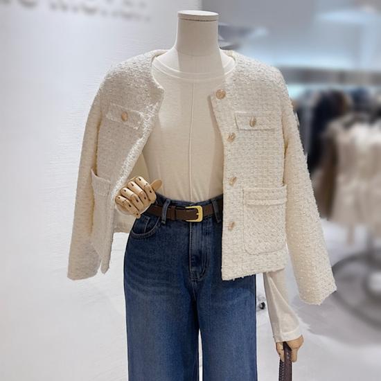 No-Collar Gold-Tone Tweed Jacket FREE