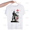Medieval Knights Templar Printed T Shirt Men Retro Washed Tops Tees Harajuku Tshirt Streetwear Hip Hop Male T-shirts