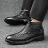 Chelsea boots, men's genuine leather high-top leather shoes, new winter fleece, thickened and warm Martin boots, business leather boots