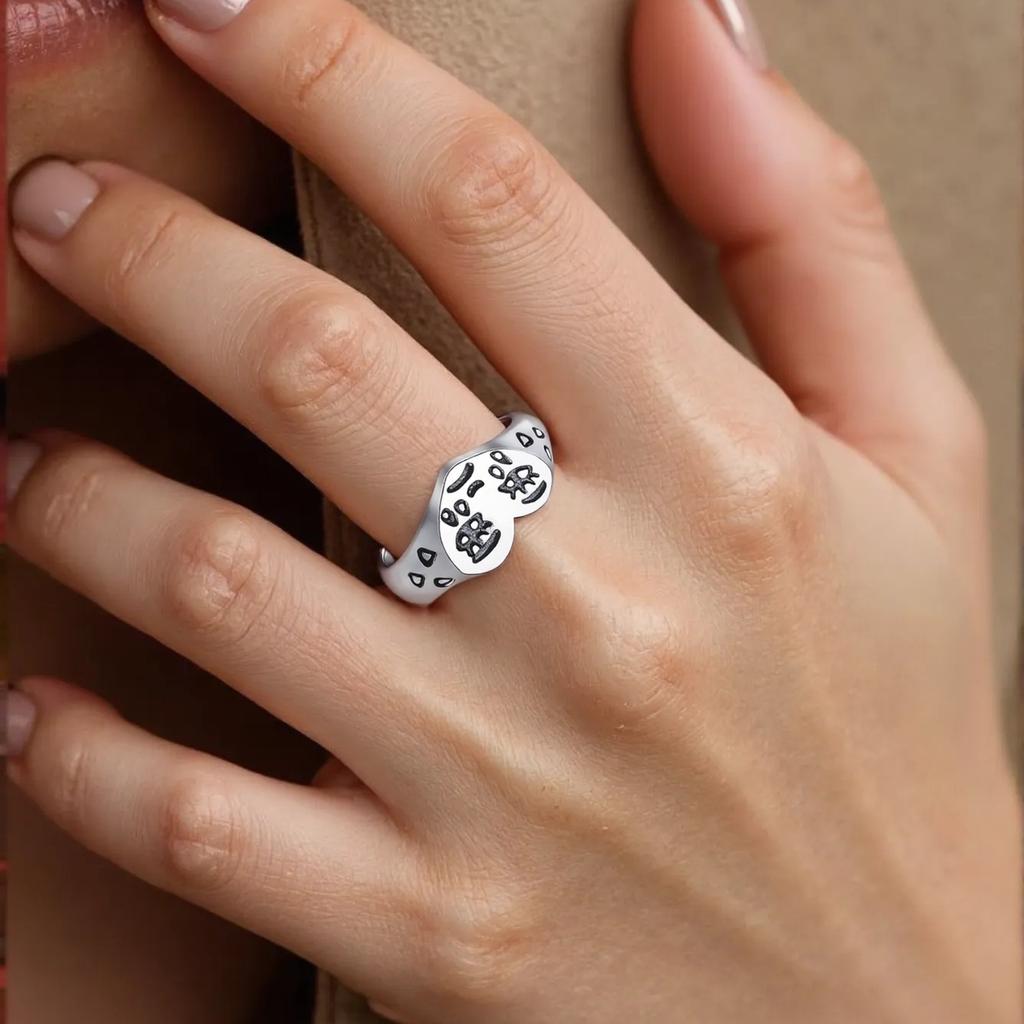 Emotional Heartbroken Expression Rings Comfortable Wear Sturdy Alloy Comfort Fit Jewelry for Teens Trendy Gifts Ideas