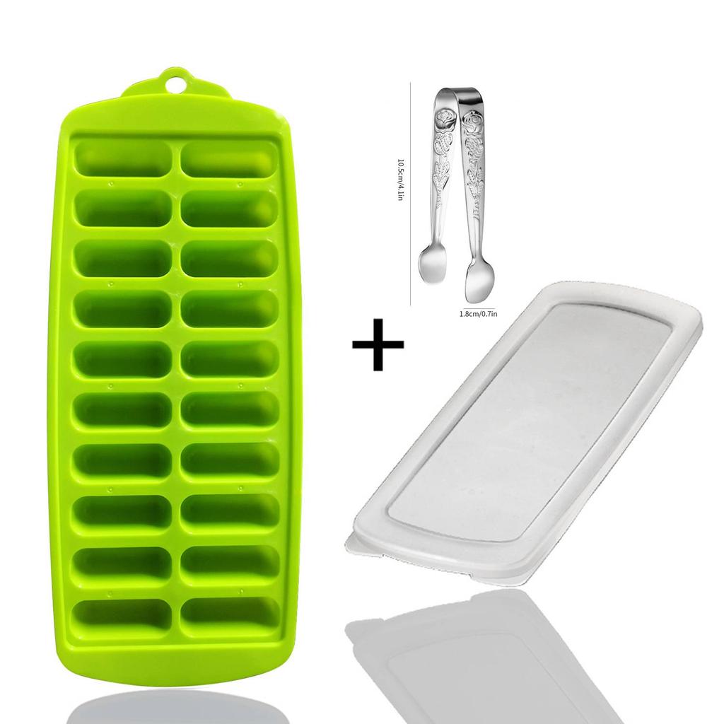 Långsmal Silikonform för Isbitar Pop Out Plastisbitsbricka med Lock Återanvändbar Isglassform Lättsläppt Barkitche