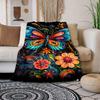 1 Stück Schmetterlingsdruck Decke, Flanelldecke, Weiche Warme Überwurfdecke Nickerchen Decke für Couch Sofa Büro Bett Camping Reise