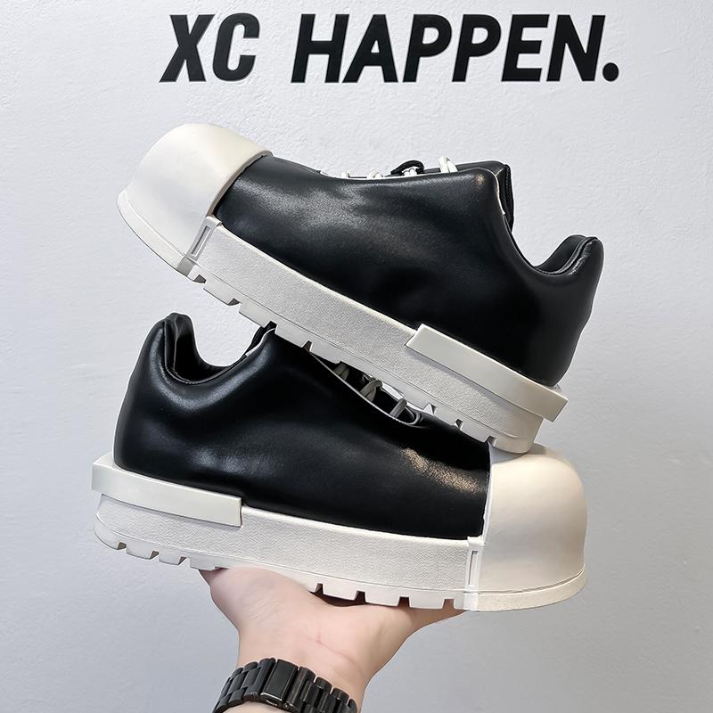 Fashion British Style Man Outdoor Walking Sneakers Thick Bottom Antiskid Genuine Leather Board Shoe Fashion Casual Elevator Driving Shoe