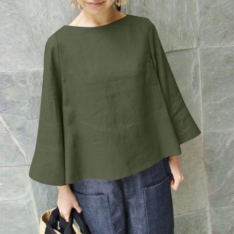 ZANZEA Bluză de vară cu mânecă evazată casual pentru femei
