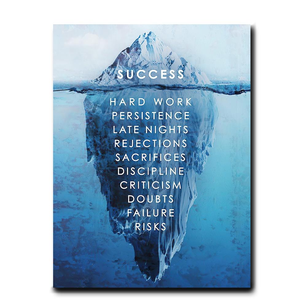 

Айсберг УСПЕХ Вдохновляющие настенные художественные картины на холсте Абстрактные пейзажные постеры и принты Тяжелая работа Фотографии Гостиная Офис Домашний декор стен 20x30cm no frame