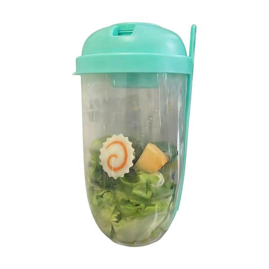 Wiederverwendbarer Salatbecher 1000ml Tragbarer Frischer Salatbehälter mit Gabel und Dressinghalter BPA-freier PP Salataufbewahrungsbecher für Mittagessen Picknick Camping
