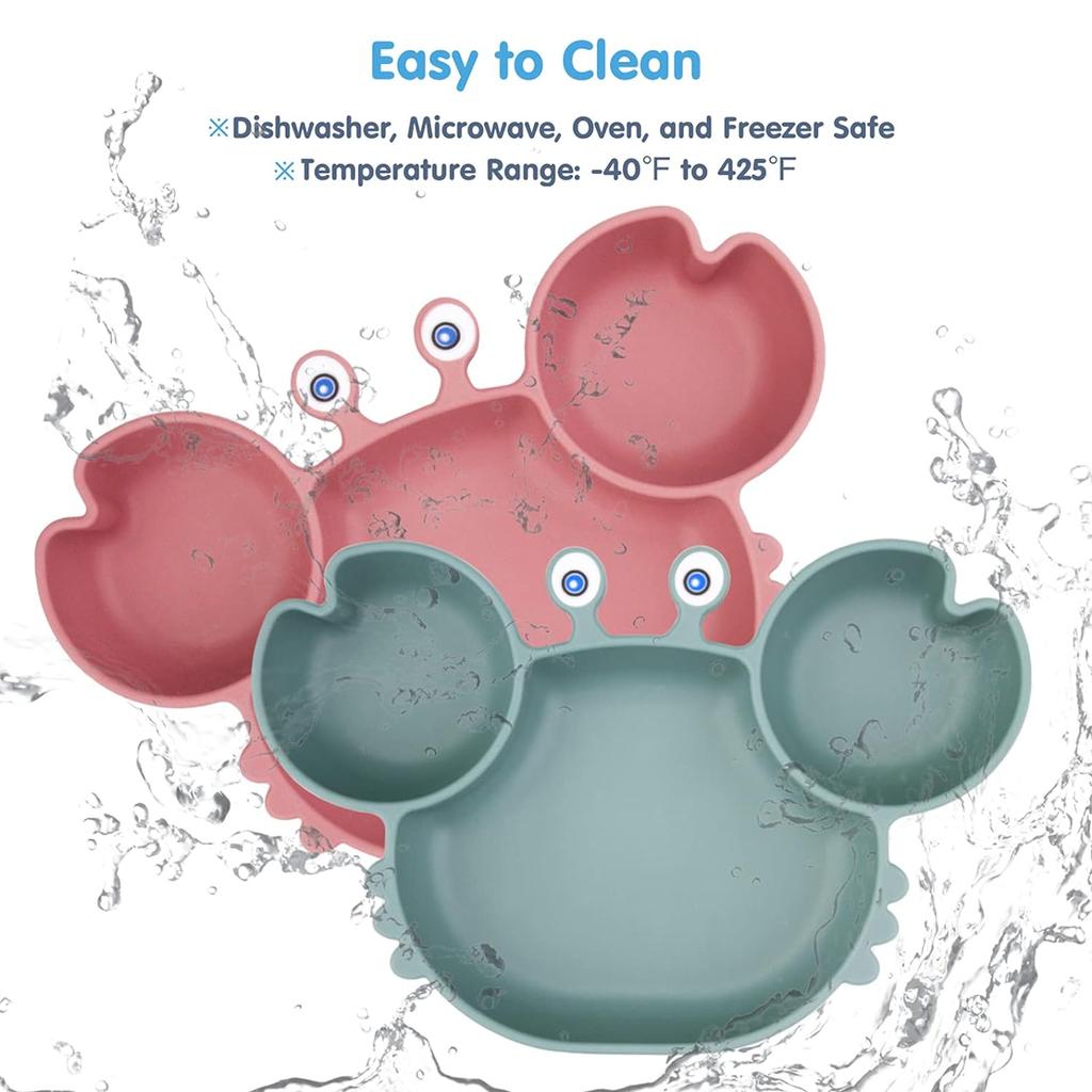 3Pcs/Set Baby Safe Silicone Dining Plate Food Feeding With Spoon Fork Cartoon Children Dishes Prevent Tipping Over And BPA Free