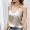 Sottogiacca Sottile con Bretelle in Seta Raso Donna Estate Senza Maniche Sottoveste in Seta Scollo a V Colore Unico Top da Sotto