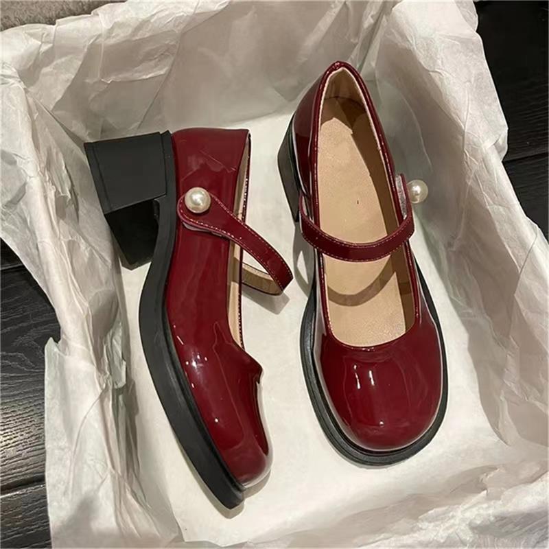 French Retro Mary Jane Shoes Casual Shoes Autumn New Single Shoes Heightened High Heels Round Head Women's Shoes Thick Heels Small Leather Shoes