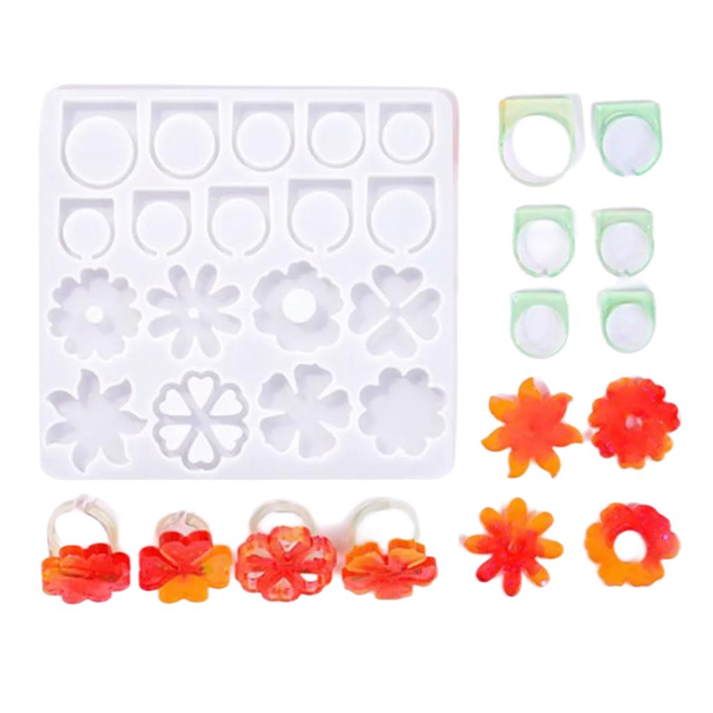 Crystal Epoxy Resin Rings Silicone Mold Attractive Silicone Rings Adornment Molds for DIY Crystal Resin Rings Accessory