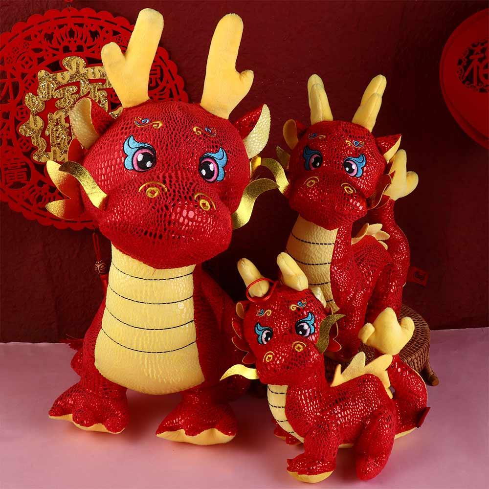 Soft Zodiac Dragon Doll Cartoon Dragon Plush Toys Gift Ornament Chinese Dragon Mascot Home Decor