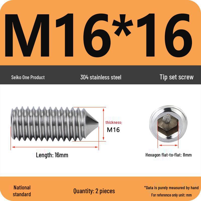 304 Stainless Steel Internal Hex Set Screw | Headless Grub Screw M2-M16
