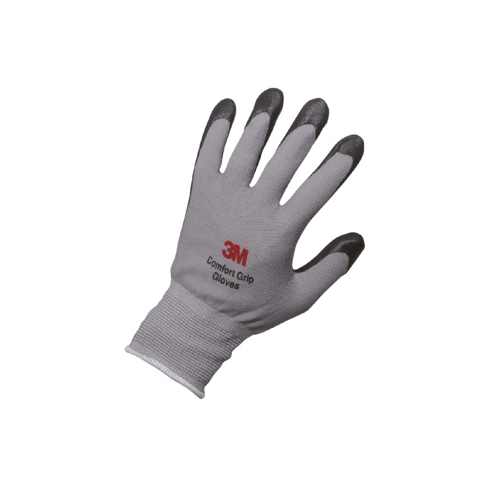 3M Comfort Grip Work GRA M Gloves, Multi-Type, Gray, Medium, 3-Pack (GLOVE 3PA)