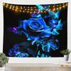 Romantic Dark Red Rose Tapestry,Moody Floral Wall Art with Vivid Red Roses & Dark Leaves,for Bedroom,Aesthetic & Cozy Home Decor