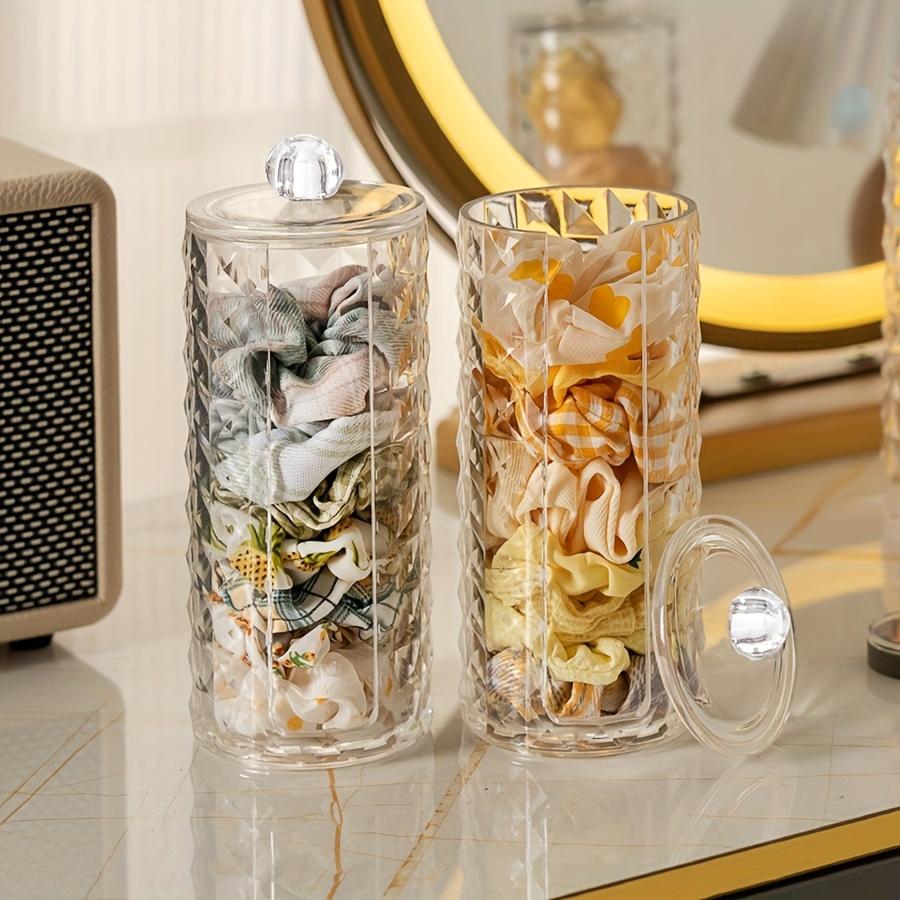 Acryl Wattepad Rund Halter Scrunchie Halter Organizer Klar Aufbewahrungsbox Haargummis Ständer, Kosmetik Scrunchie Aufbewahrungsdisplay