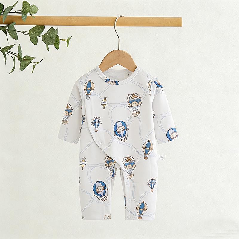 

Class A Tagless Double-Layer Cotton Bodysuit for Newborns - Stomach Protection, Close-Fitting Pajamas for Spring/Autumn Home Wear 90 CM