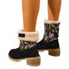 Women's Winter Boots with Heel and Embroidered Flowers - Warm Boots for Cold