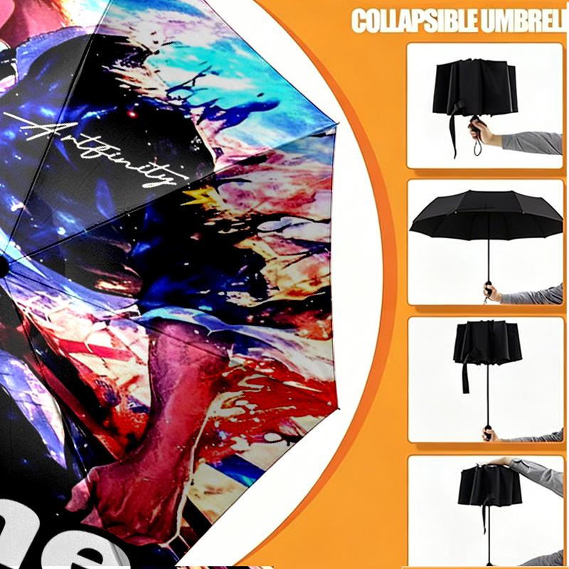 Custom Name Personalized BLEACH Print Umbrella, Auto Open Close, 8‑Rib Sturdy Frame, Commute Camping Hiking Use, Birthday Gift