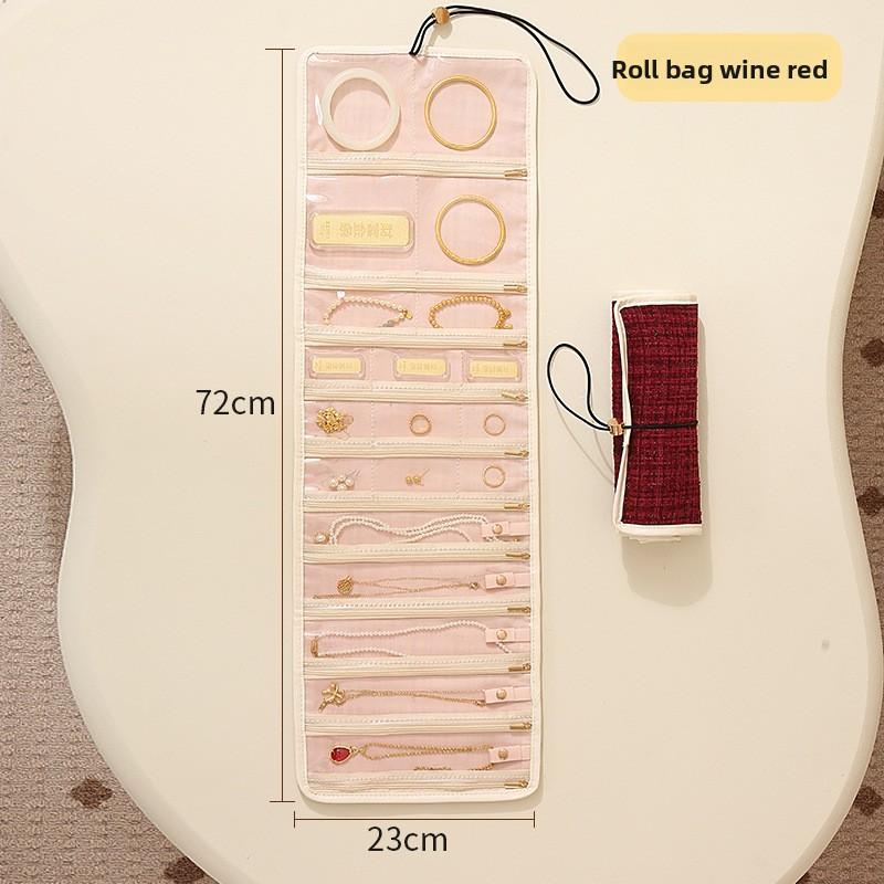 Schminktasche - Großer Kapazität Gold Schmuckorganisator - Tragbare Reise Schmuck Roll-up Tasche