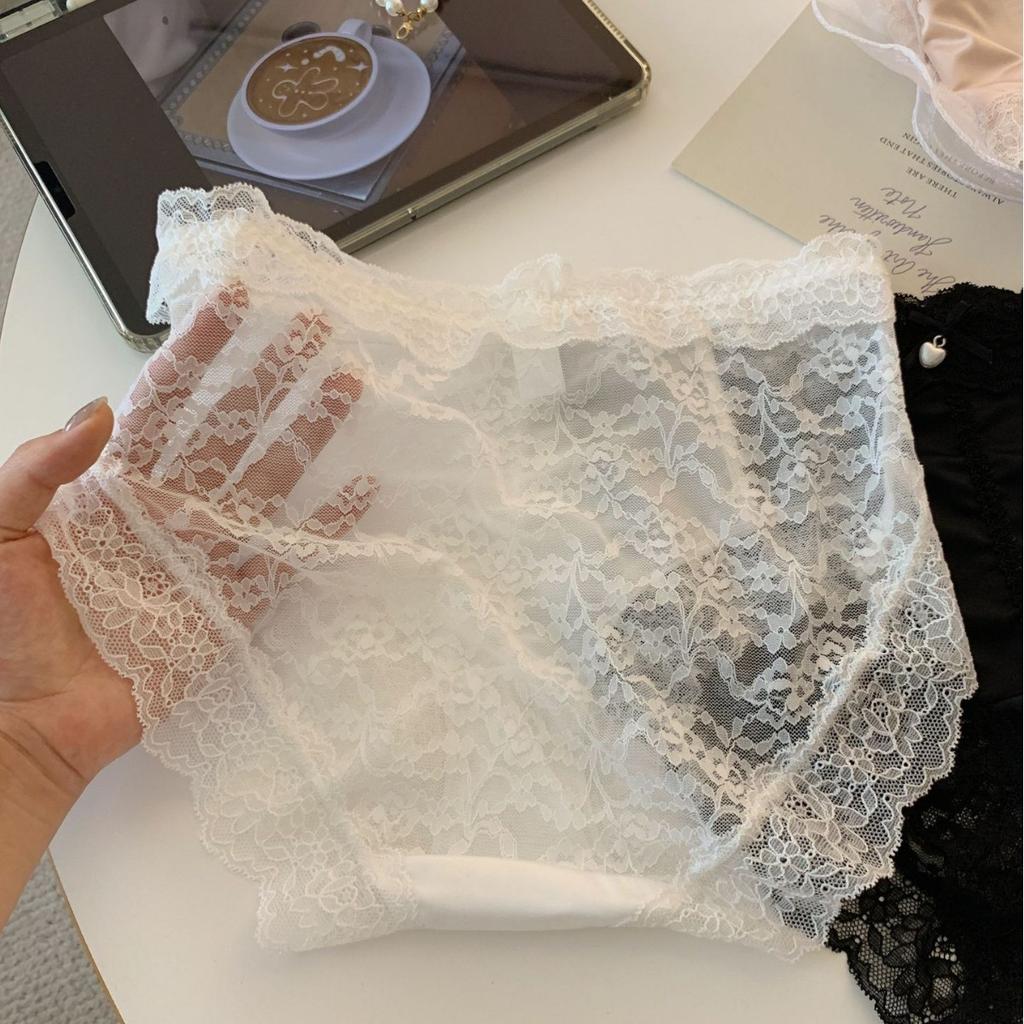 Lady Summer New Style Sexy Pure Desire Jacquard Lace Cotton Crotch Bag Hip Middle Waist Triangle Briefs